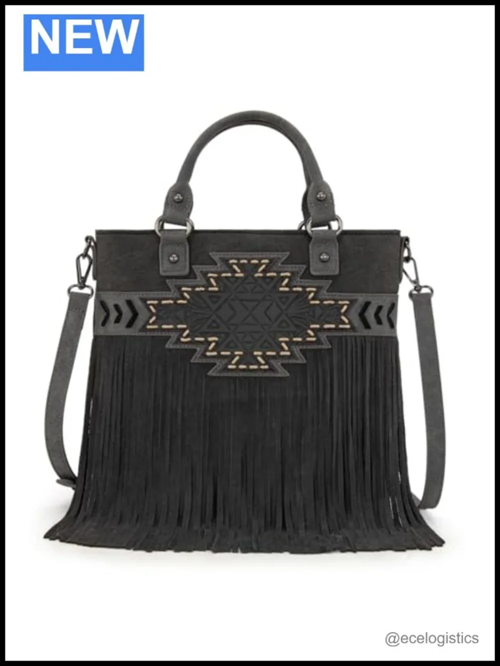 Vintage Western Tooled Fringe Crossbody Bag for Women